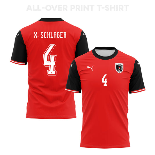 Xaver  Schlager 4 Austria 2026 Home 3D T-Shirt Fully Printed – Unisex, Red