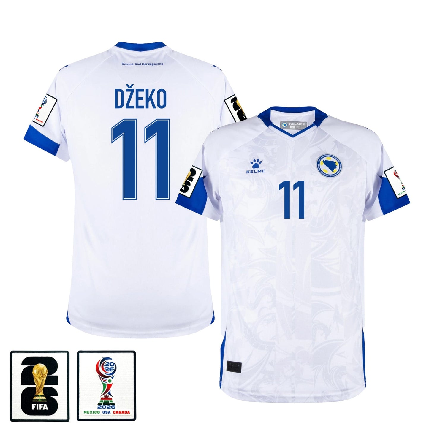 Edin Džeko 11 Bosnia and Herzegovina 2026 Away Jersey - White, Men