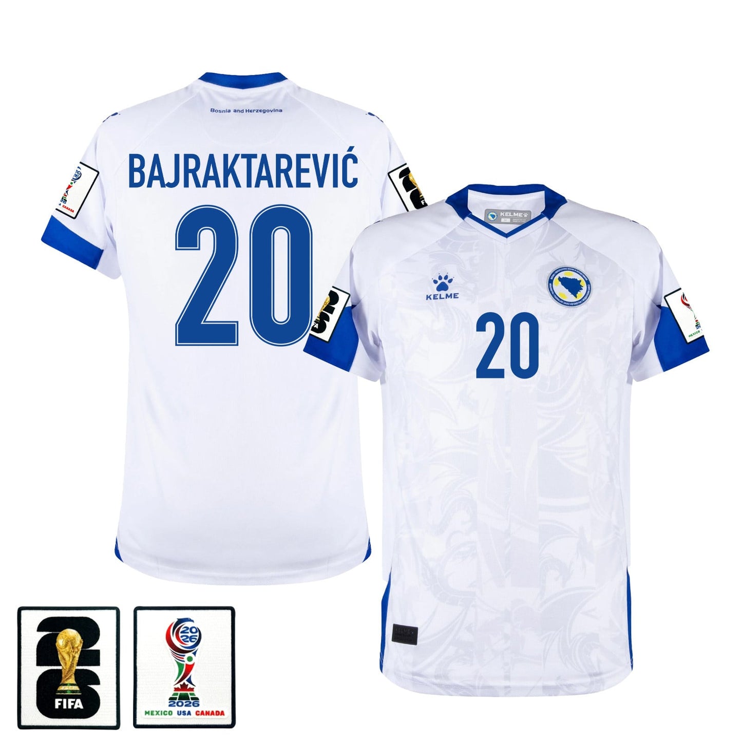 Esmir Bajraktarević 20 Bosnia and Herzegovina 2026 Away Jersey - White, Men