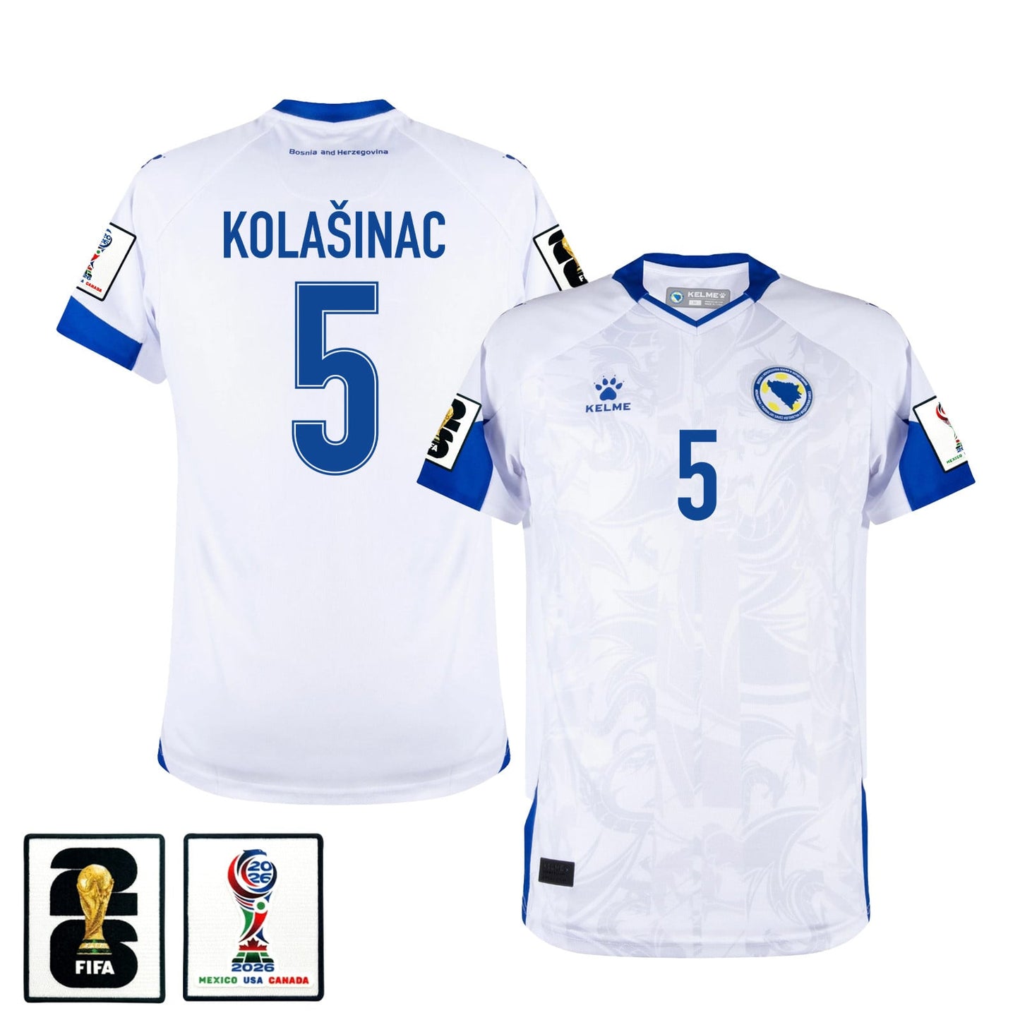 Sead Kolašinac 5 Bosnia and Herzegovina 2026 Away Jersey - White, Men