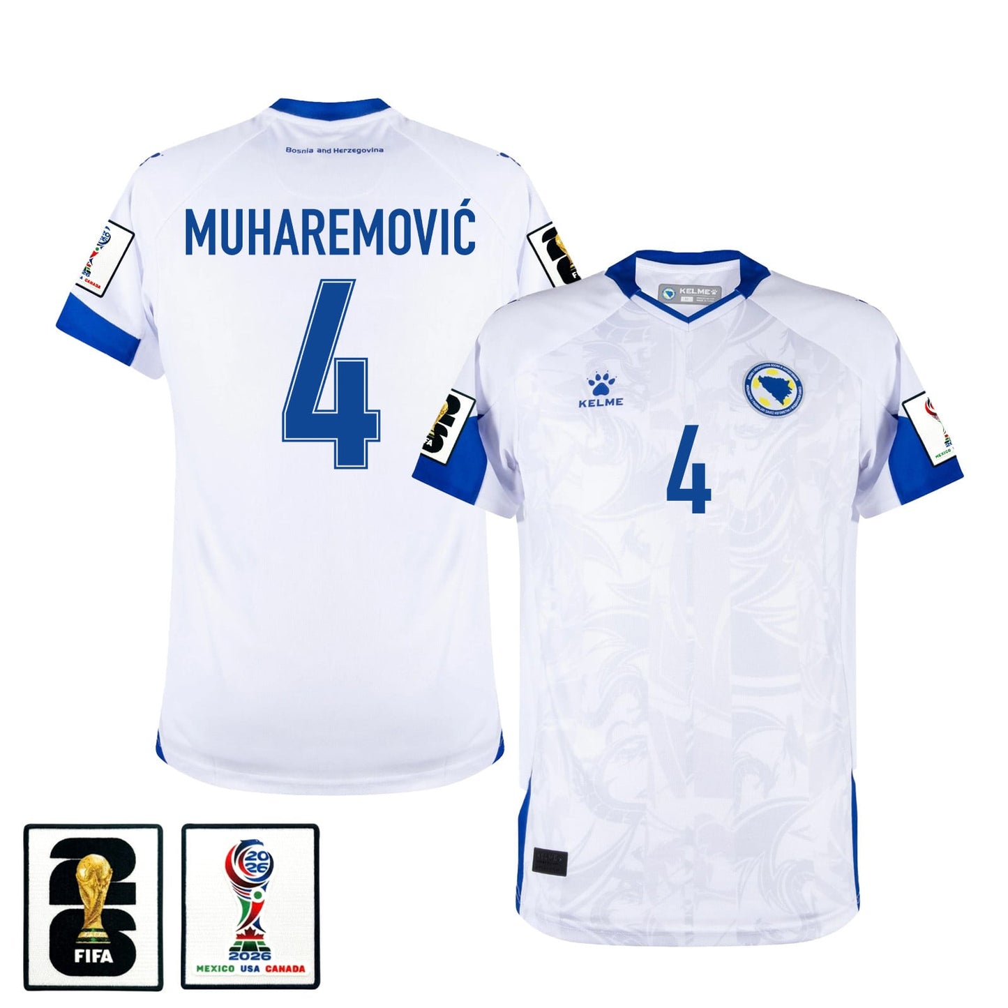Tarik Muharemović 4 Bosnia and Herzegovina 2026 Away Jersey - White, Men