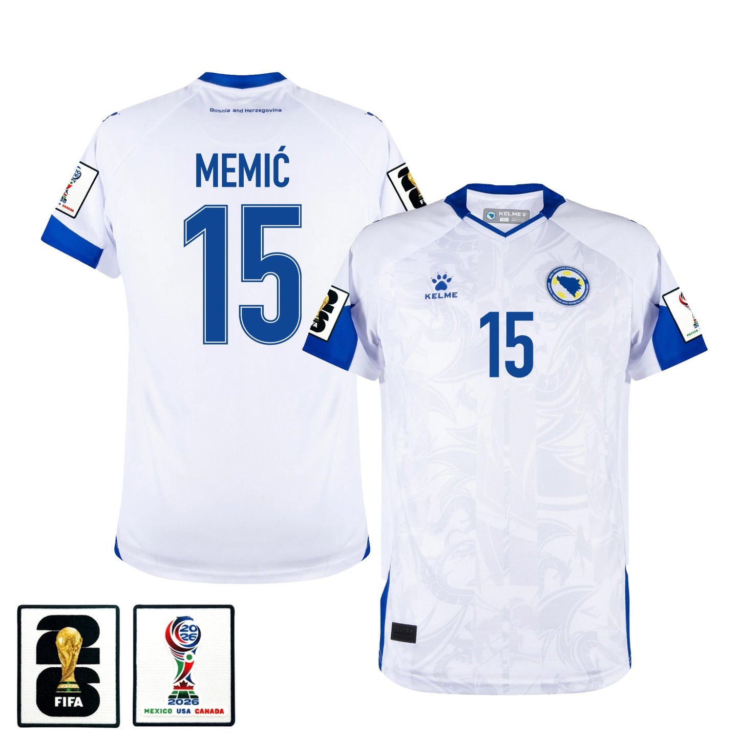 Amar Memić 15 Bosnia and Herzegovina 2026 Away Jersey - White, Men