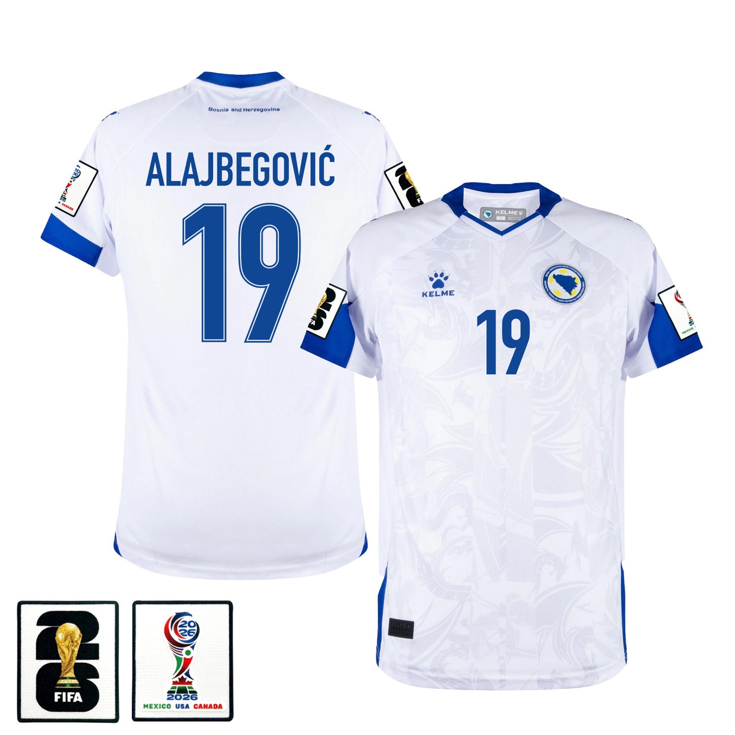 Kerim Alajbegović 19 Bosnia and Herzegovina 2026 Away Jersey - White, Men