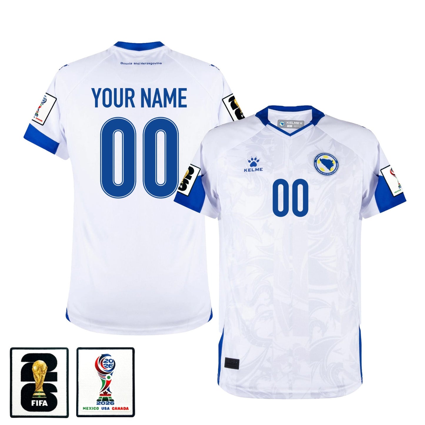 Bosnia and Herzegovina 2026 Away Jersey - Personalized - White, Men