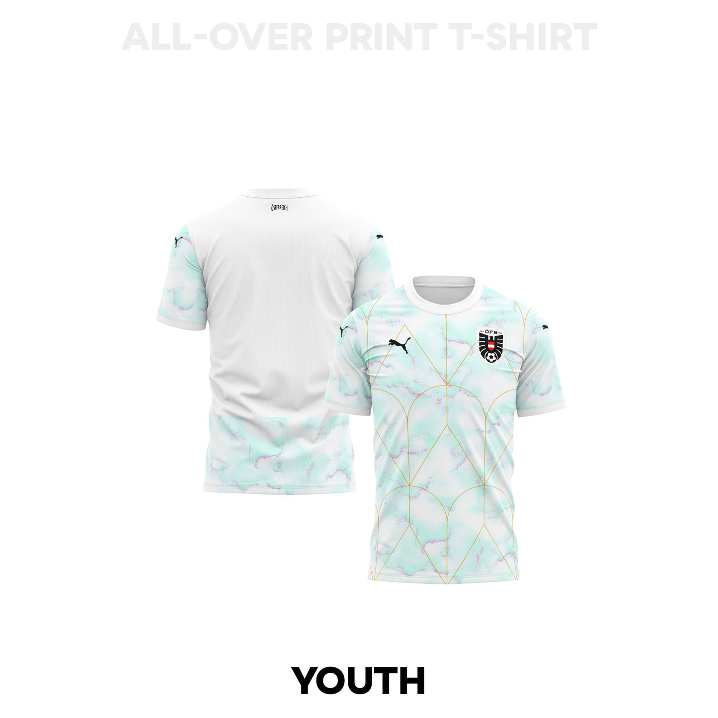 Austria 2026 Youth Away 3D T-shirt Fully Printed – White