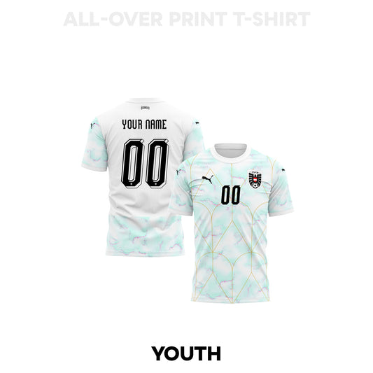 Austria 2026 Youth Away 3D T-shirt Fully Printed – Personalized – White