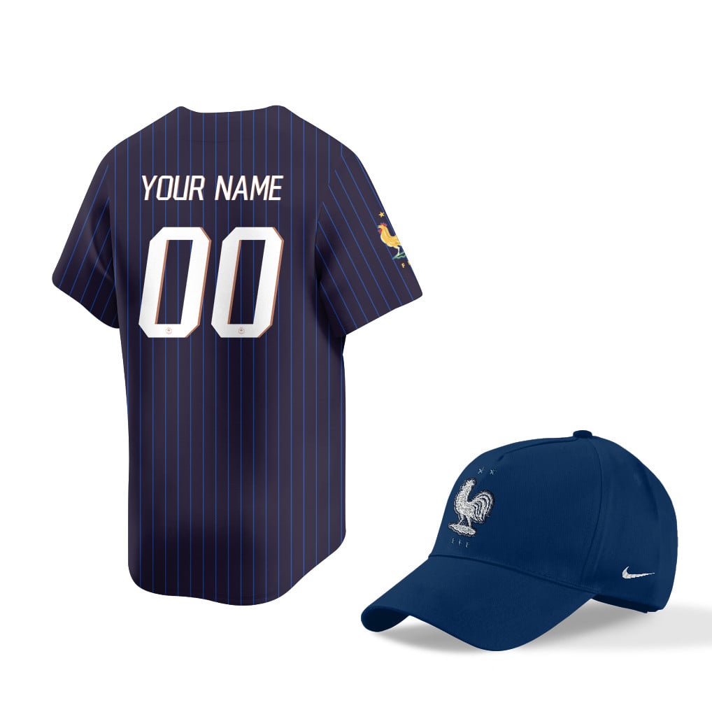 France World Cup 2026 Fan Gear Set – Home 3D Baseball Jersey & Hat