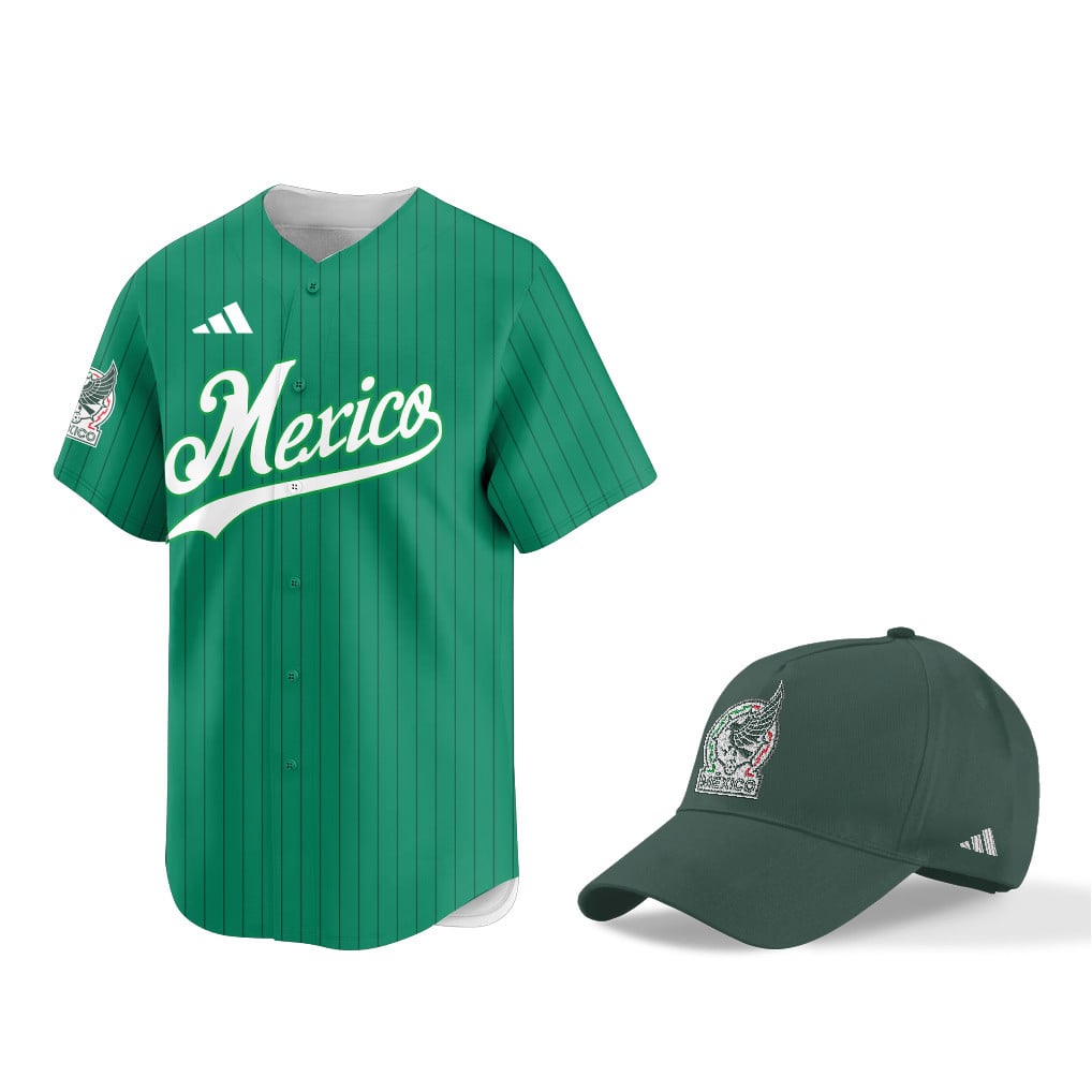 Mexico World Cup 2026 Fan Gear Set – Home 3D Baseball Jersey & Hat