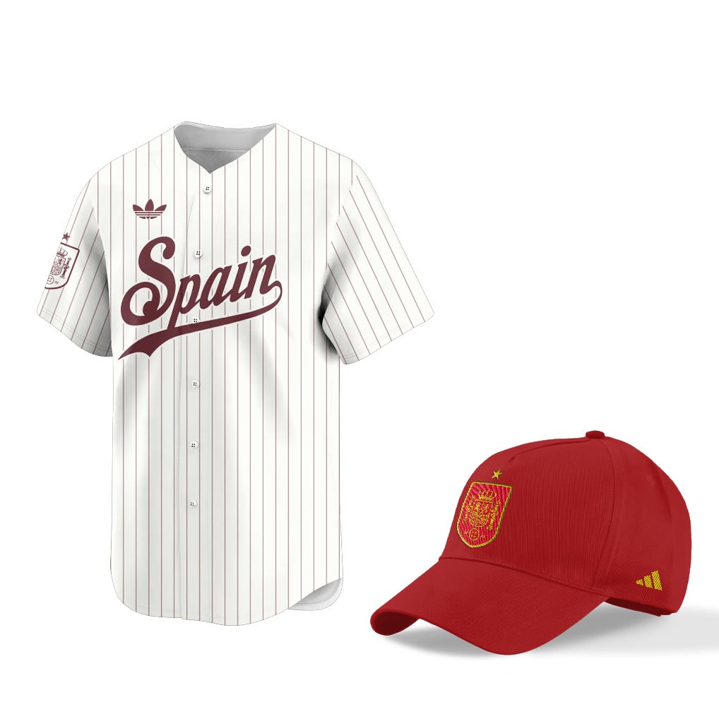 Spain World Cup 2026 Fan Gear Set – Away 3D Baseball Jersey & Hat
