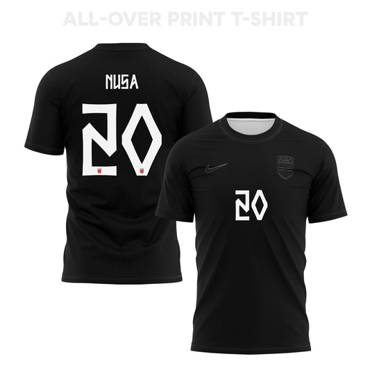 Antonio Nusa 20 Norway 2026 Away 3D T-Shirt Fully Printed – Unisex, Black