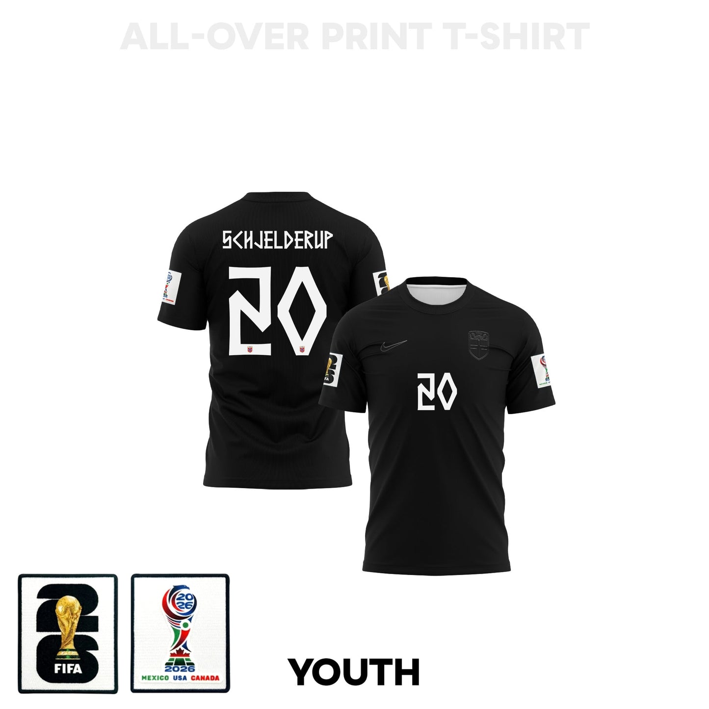 Andreas Schjelderup 20 Youth Norway 2026 Away 3D T-shirt Fully Printed – Black