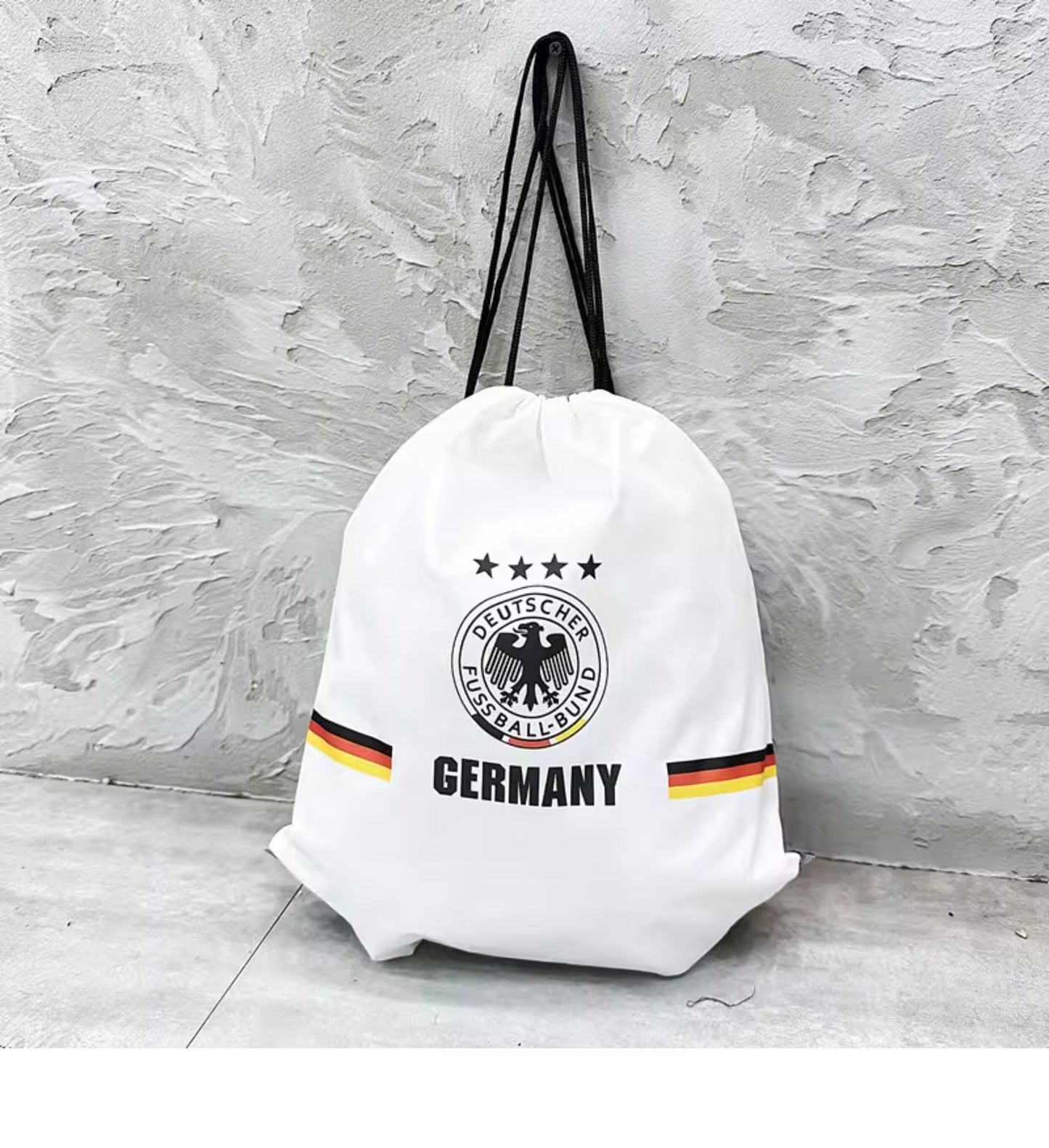 Germany Soccer Fan Drawstring Bag – World Cup 2026 Edition - White