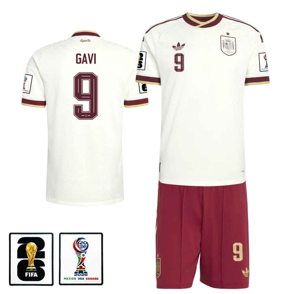 Gavi 9 Spain 2026 Away Men Jersey & Shorts Set – White And Red