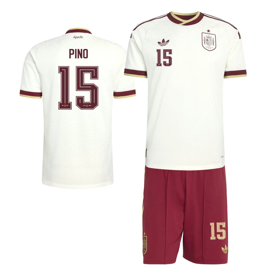 Yeremy Pino 15 Spain 2026 Away Men Jersey & Shorts Set – White And Red