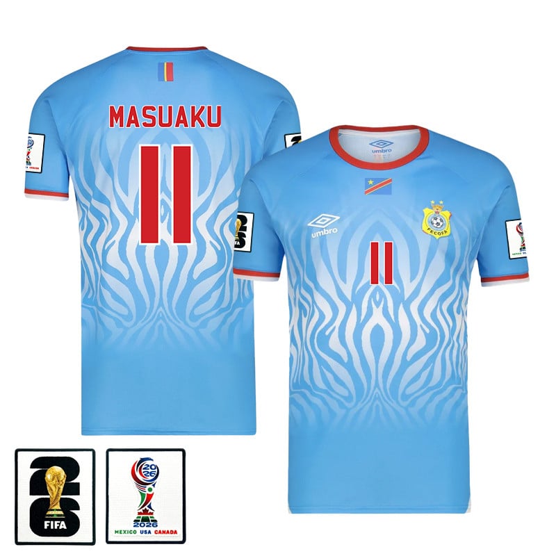 Arthur Masuaku 11 DR Congo 2026 Home Jersey - Blue, Men