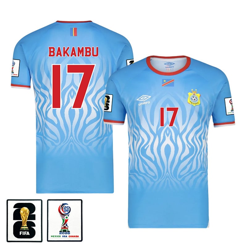 Cedric Bakambu 17 DR Congo 2026 Home Jersey - Blue, Men