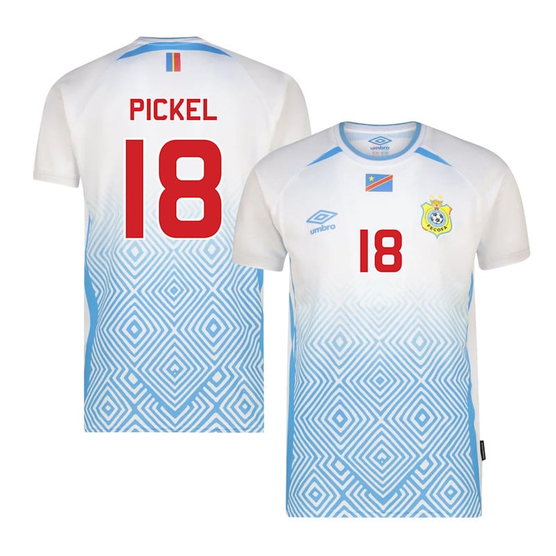 Charles Pickel 18 DR Congo 2026 Away Jersey - White, Men