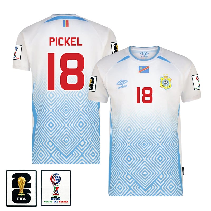 Charles Pickel 18 DR Congo 2026 Away Jersey - White, Men