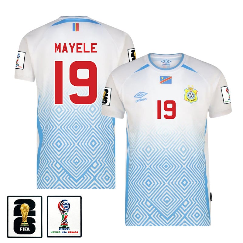 Fiston Mayele 19 DR Congo 2026 Away Jersey - White, Men