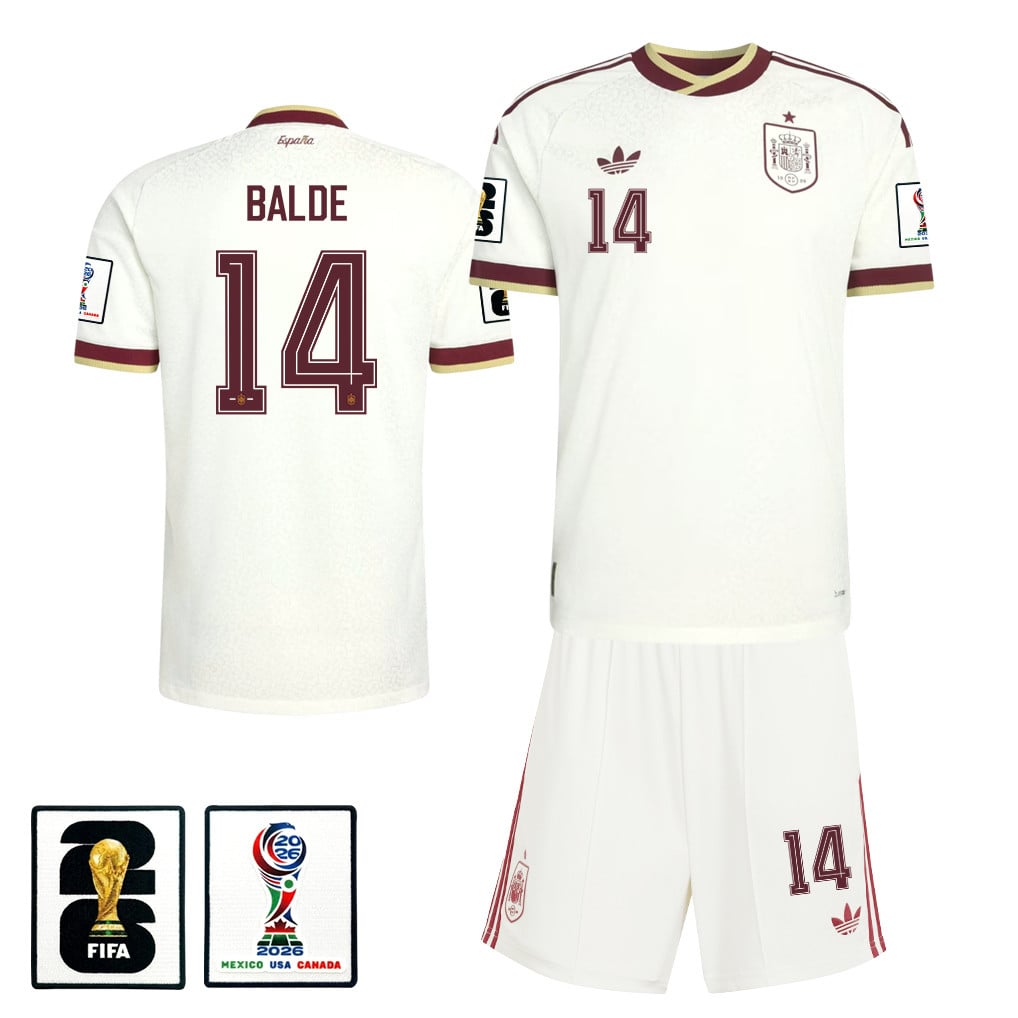 Alejandro Balde 14 Spain 2026 Away Men Jersey & Shorts Set – White