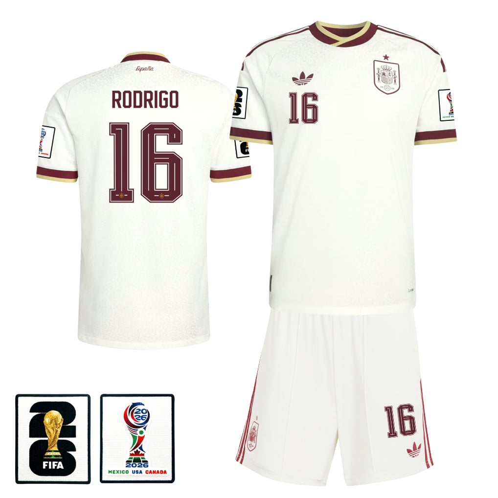Rodri 16 Spain 2026 Away Men Jersey & Shorts Set – White