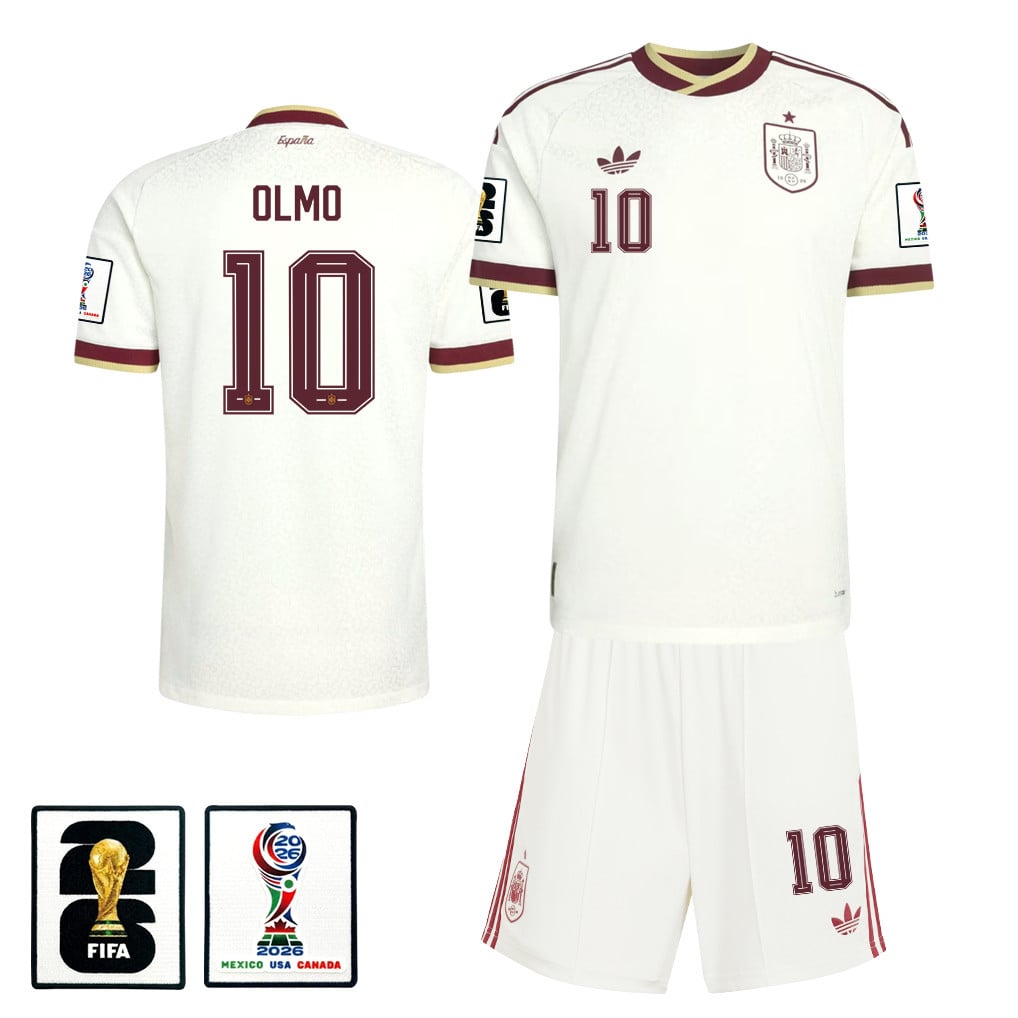 Dani Olmo 10 Spain 2026 Away Men Jersey & Shorts Set – White