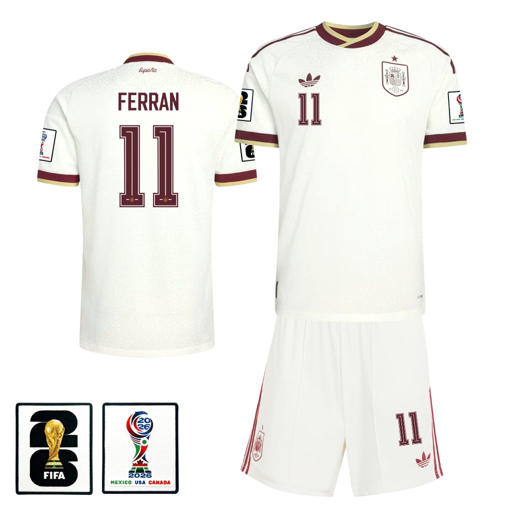 Ferran Torres 11 Spain 2026 Away Men Jersey & Shorts Set – White