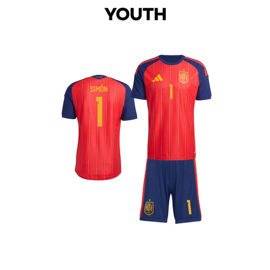 Unai Simón 1 Spain 2026 YOUTH Home Jersey & Shorts Set - Red