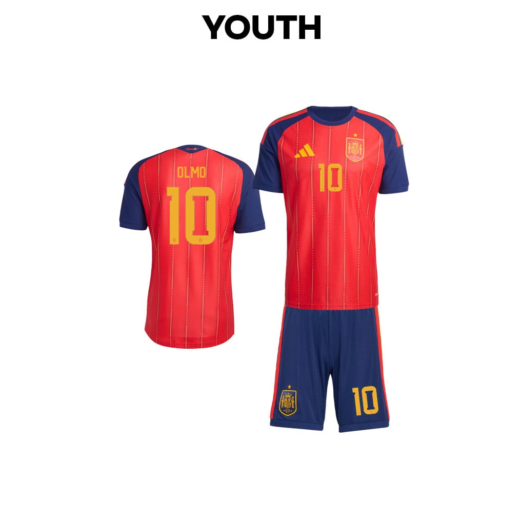 Dani Olmo 10 Spain 2026 YOUTH Home Jersey & Shorts Set - Red