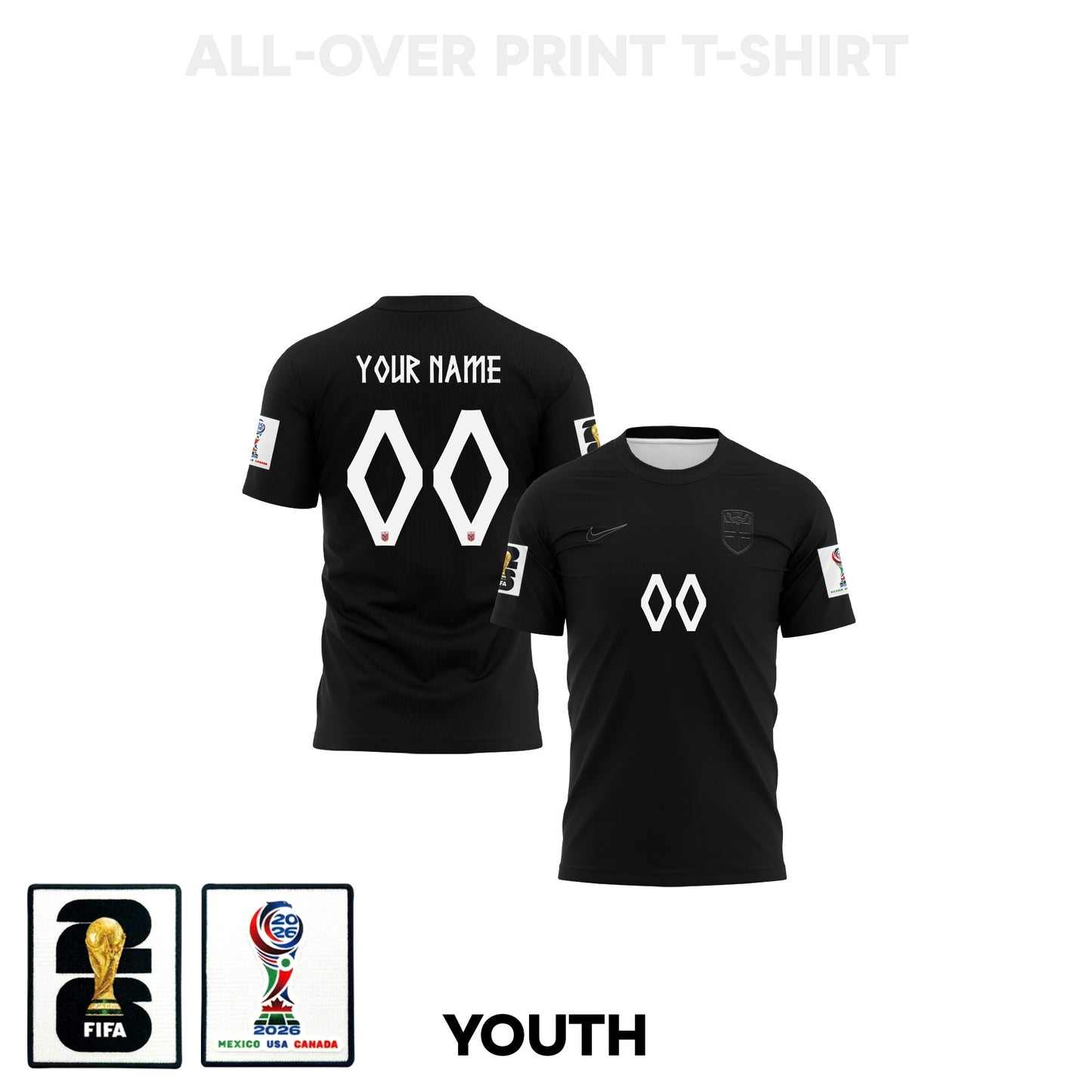 Norway 2026 Youth Away 3D T-shirt Fully Printed – Personalized – Black