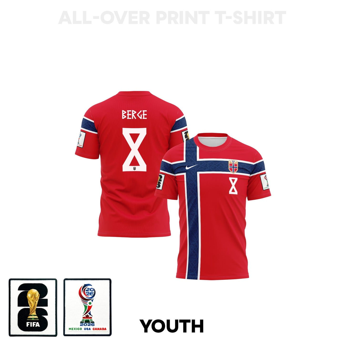 Sander Berge 8 Youth Norway 2026 Home 3D T-shirt Fully Printed – Red