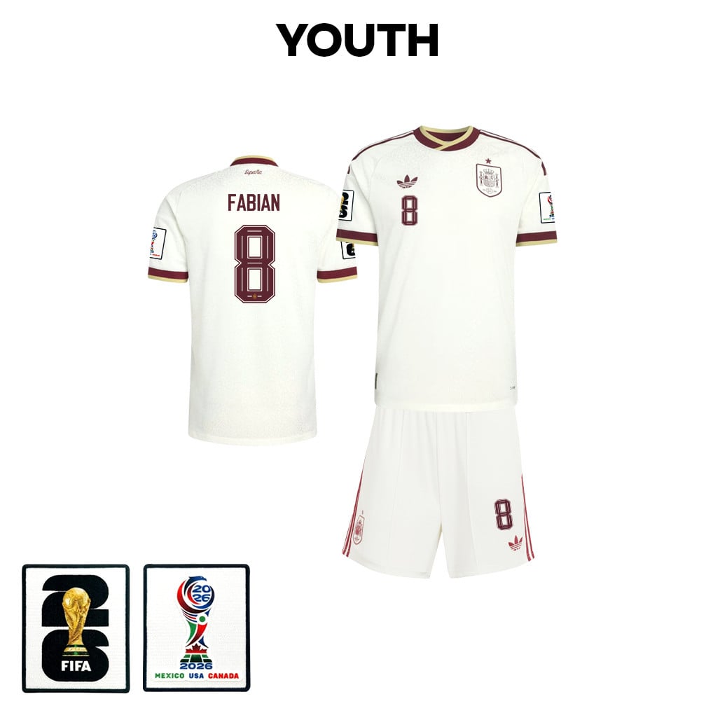Fabián Ruiz 8 Spain 2026 YOUTH Away Jersey & Shorts Set - White