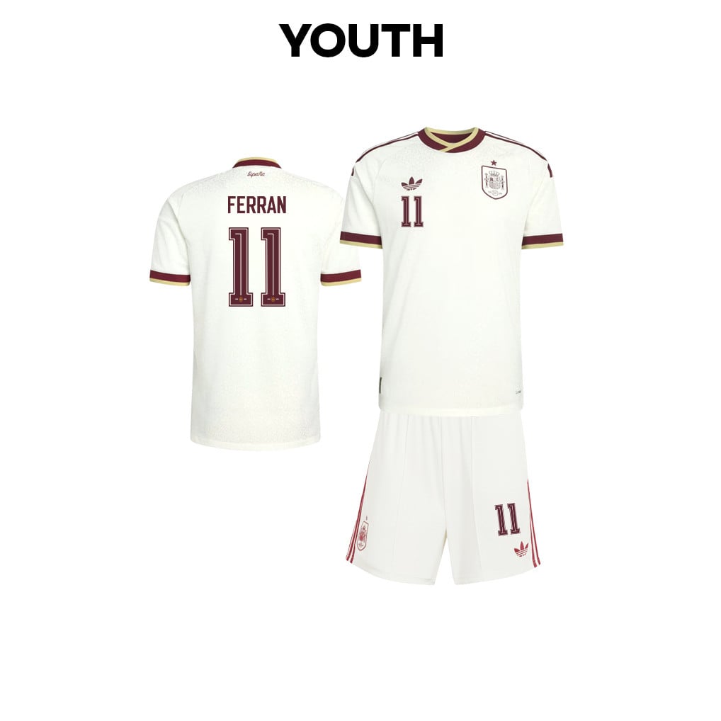 Ferran Torres 11 Spain 2026 YOUTH Away Jersey & Shorts Set - White