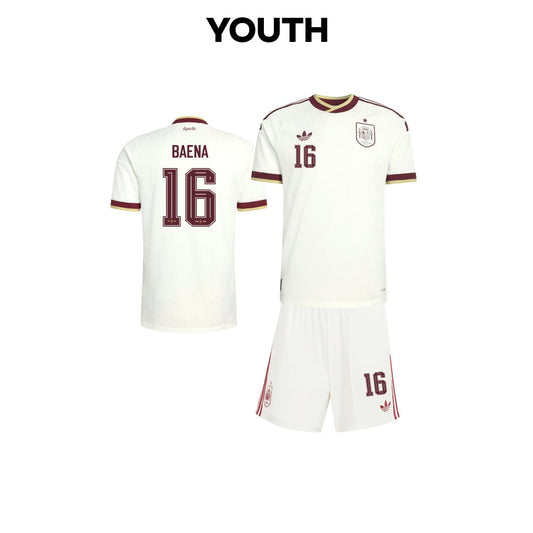Alex Baena 16 Spain 2026 YOUTH Away Jersey & Shorts Set - White