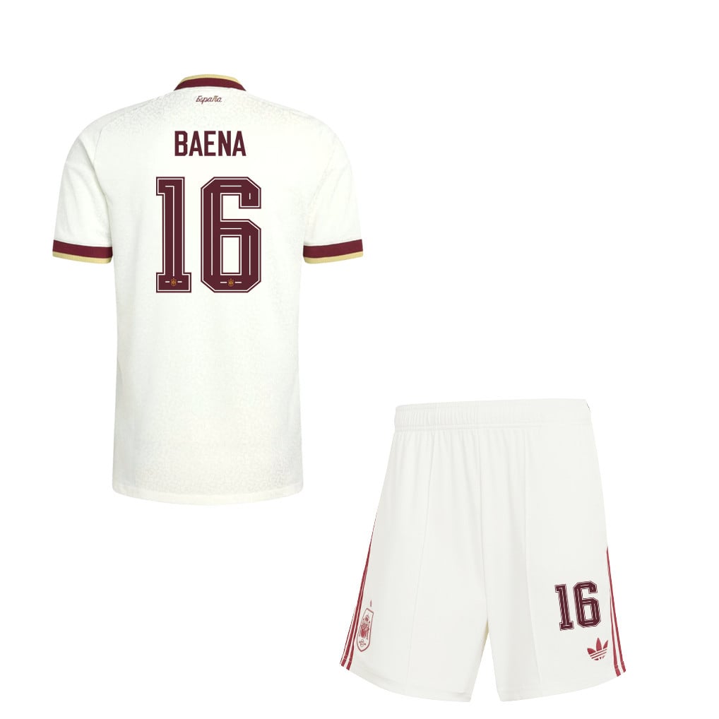 Alex Baena 16 Spain 2026 YOUTH Away Jersey & Shorts Set - White