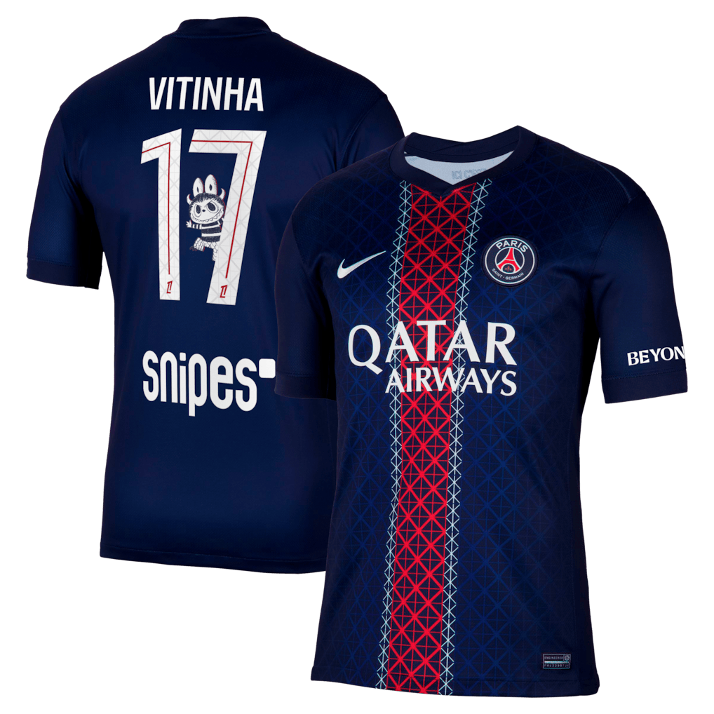 Vitinha 17 Paris Saint-Germain Home Stadium Shirt 2025-26 With Labubu Printing - Navy
