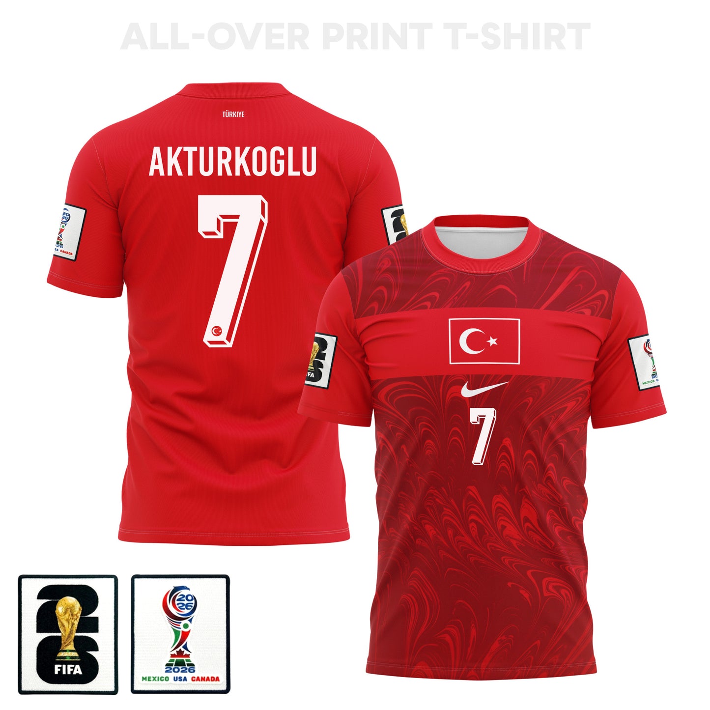 Kerem Akturkoglu 7 Turkey 2026 Home 3D T-Shirt Fully Printed – Unisex, Red
