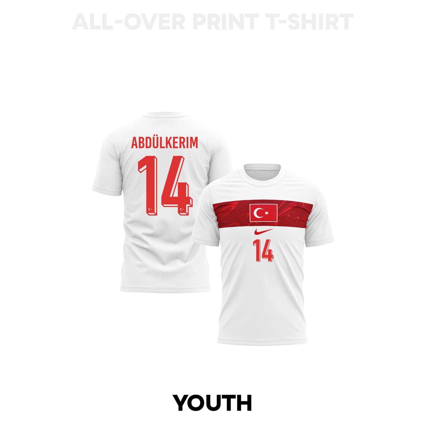 Abdulkerim Bardakci 14 Youth Turkey 2026 Away 3D T-shirt Fully Printed – White
