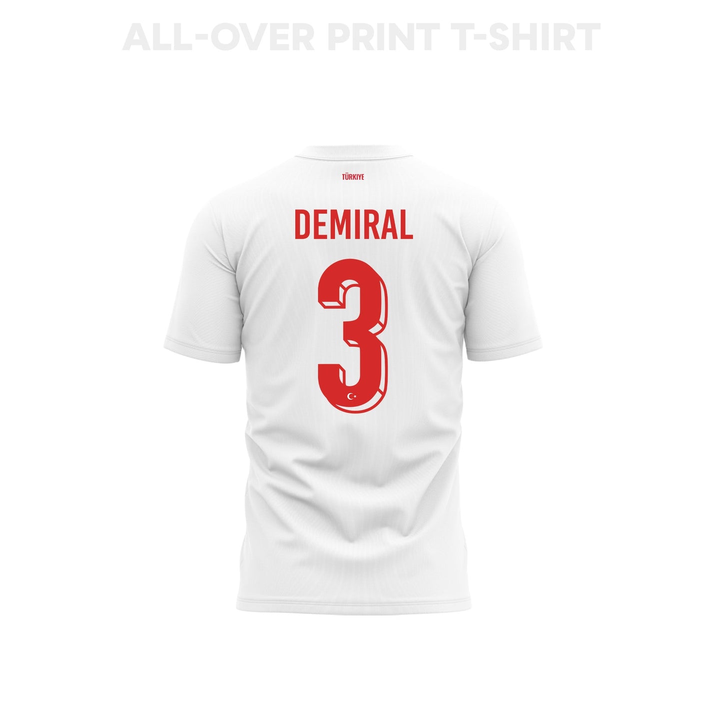 Merih Demiral 3 Youth Turkey 2026 Away 3D T-shirt Fully Printed – White