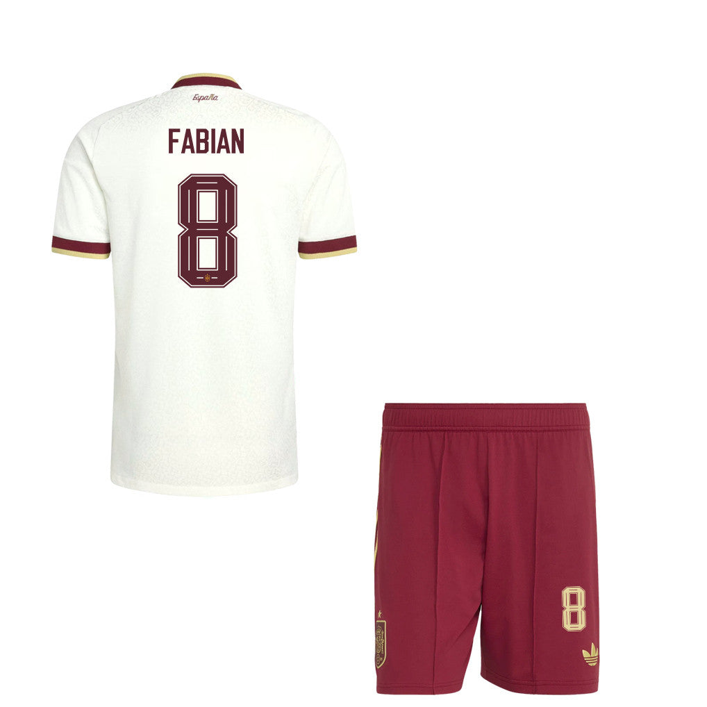 Fabián Ruiz 8 Spain 2026 YOUTH Away Jersey & Shorts Set - White And Red