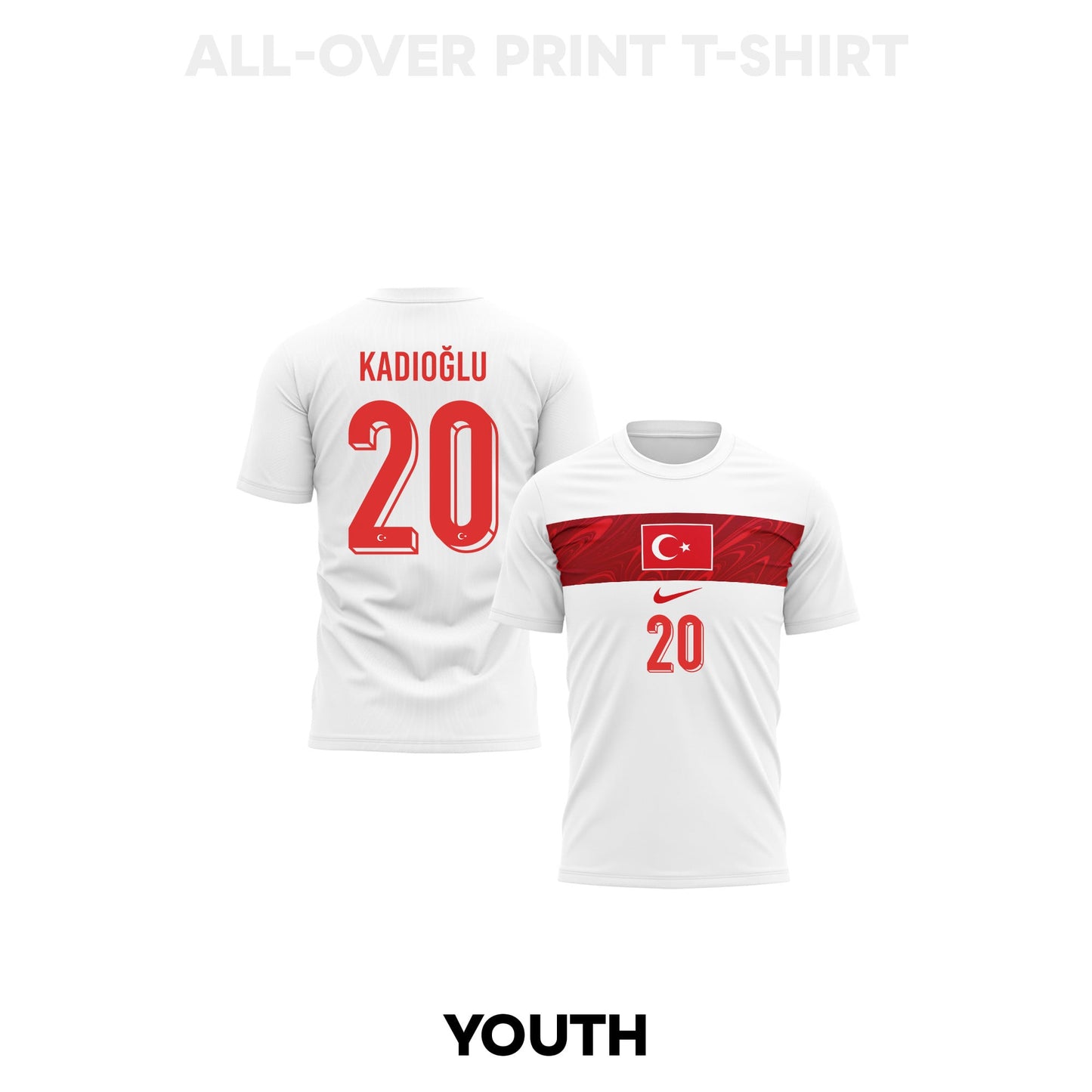 Ferdi Kadioglu 20 Youth Turkey 2026 Away 3D T-shirt Fully Printed – White
