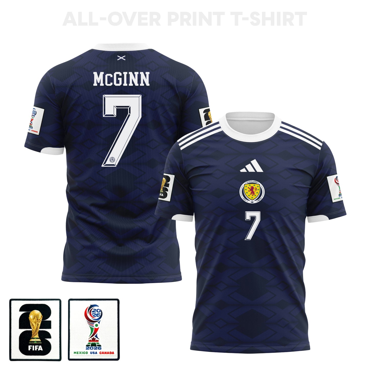 John McGinn 7 Scotland 2026 Home 3D T-Shirt Fully Printed – Unisex, Navy