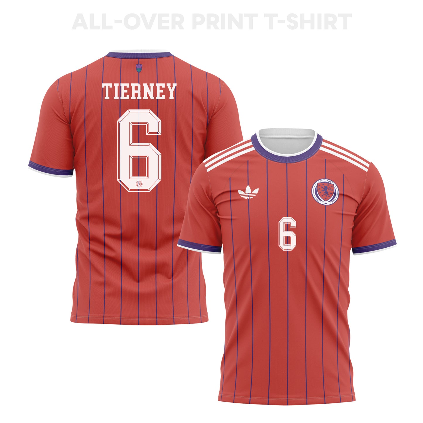 Kieran Tierney 6 Scotland 2026 Away 3D T-Shirt Fully Printed – Unisex, Red