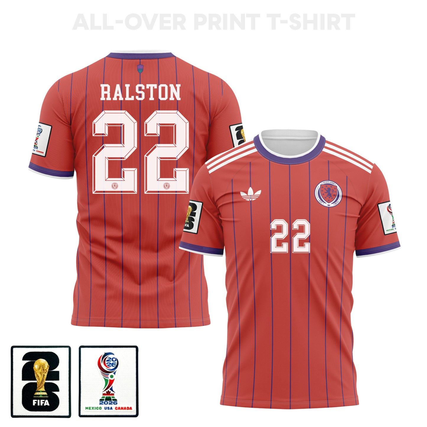 Anthony Ralston 22 Scotland 2026 Away 3D T-Shirt Fully Printed – Unisex, Red