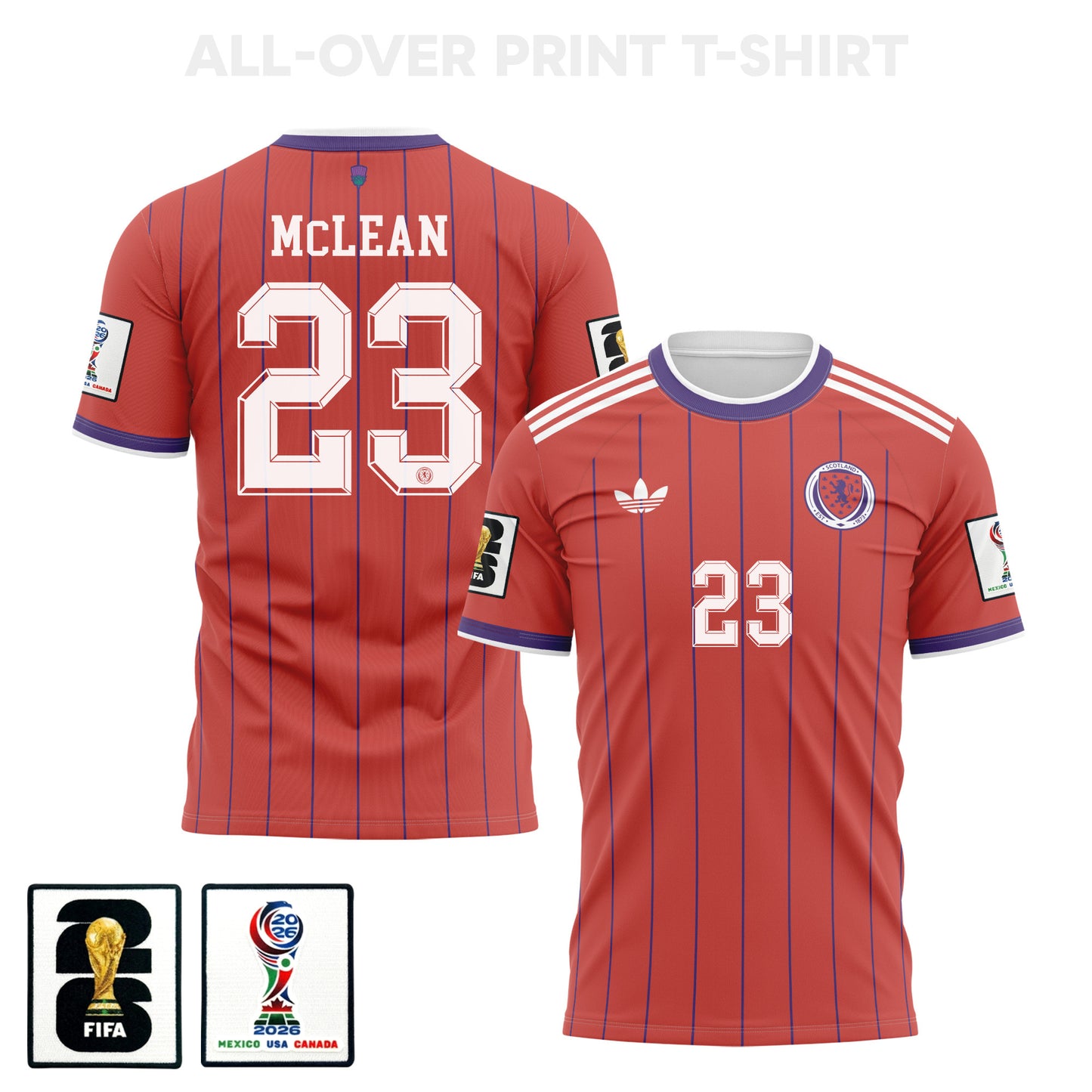 Kenny McLean 23 Scotland 2026 Away 3D T-Shirt Fully Printed – Unisex, Red