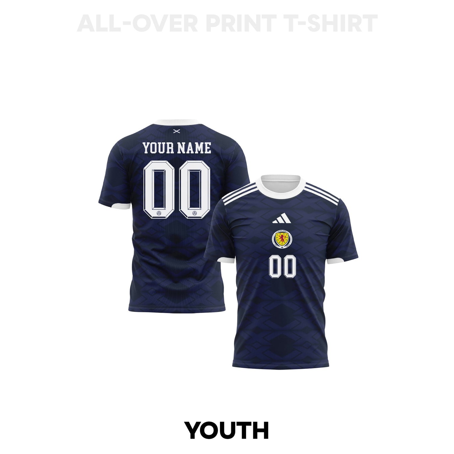 Scotland 2026 Youth Home 3D T-shirt Fully Printed – Personalized, Navy