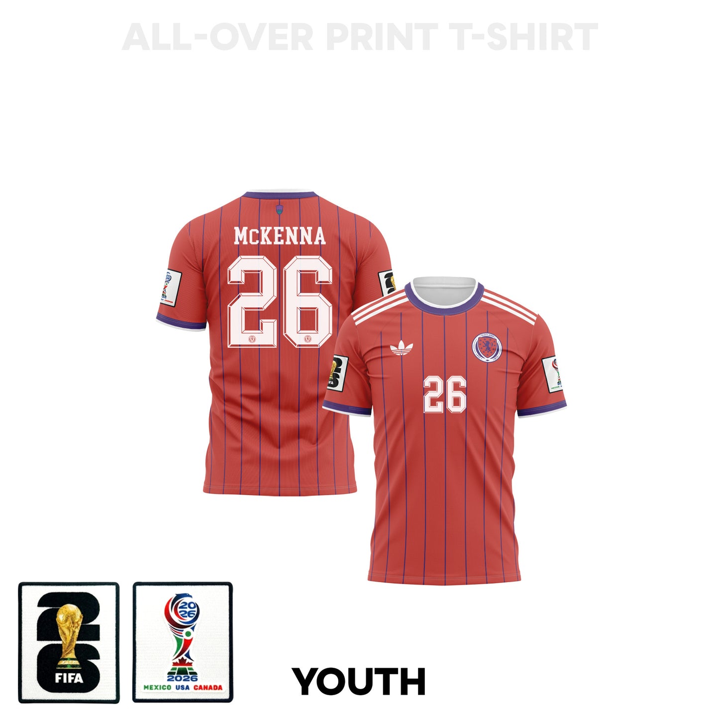 Scott McKenna 26 Scotland 2026 Youth Away 3D T-shirt Fully Printed – Red