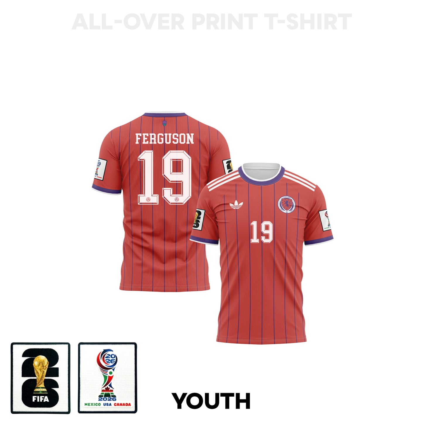Lewis Ferguson 19 Scotland 2026 Youth Away 3D T-shirt Fully Printed – Red