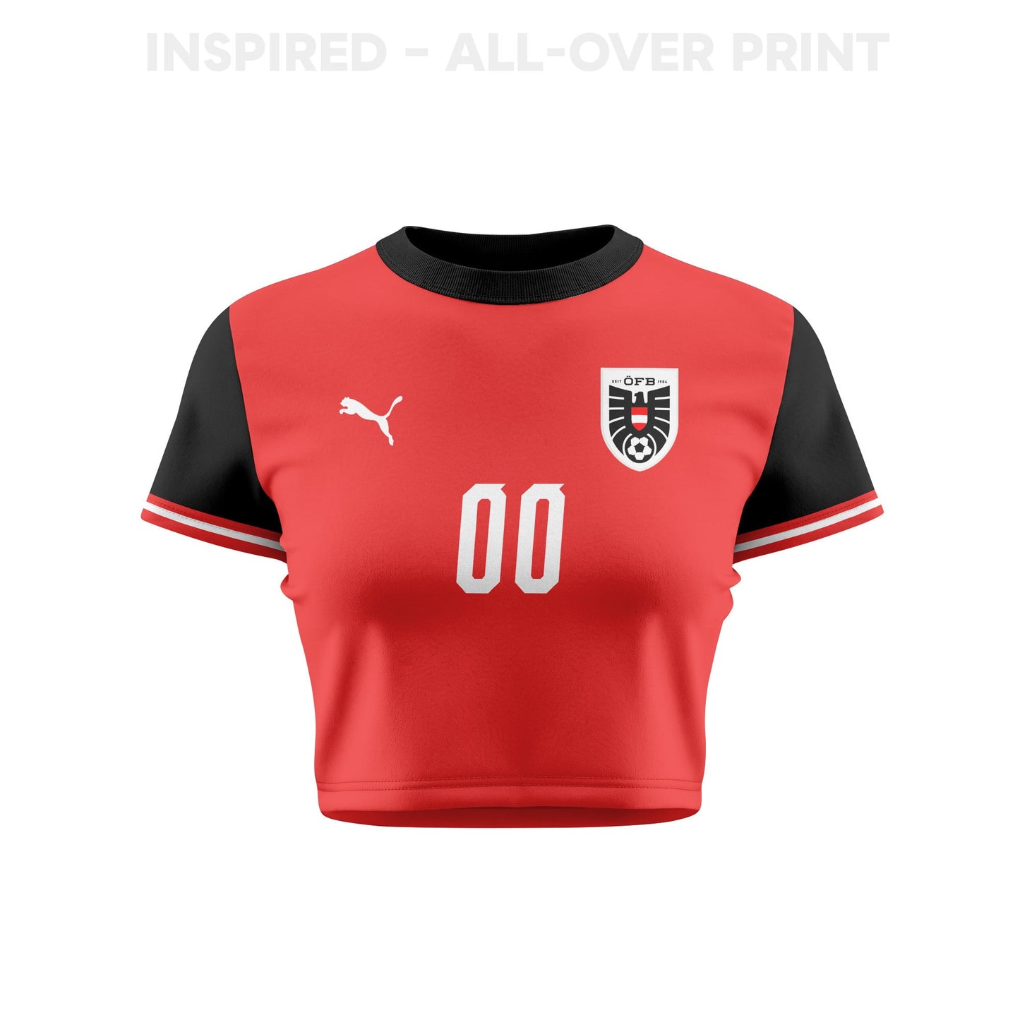Austria 2026 Personalized Women's Home All-Over Print Cropped Jersey - Red