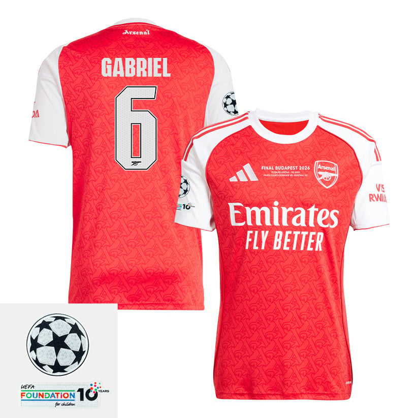 Gabriel Magalhães 6 Arsenal 25/26 Home Jersey – Final Match Details Edition, Red/White